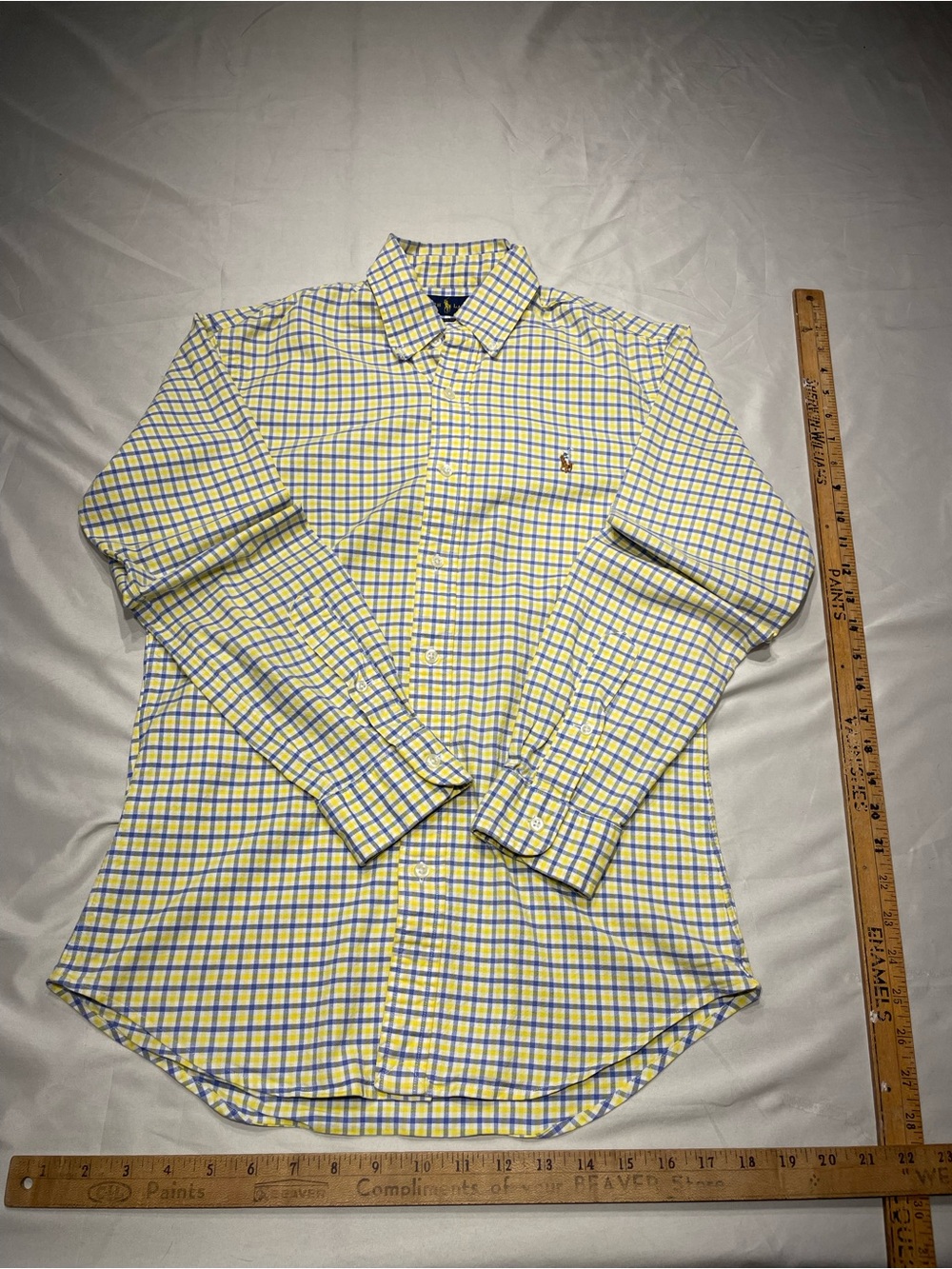 Ralph Lauren Yellow and Blue Checked Button-Down Shirt